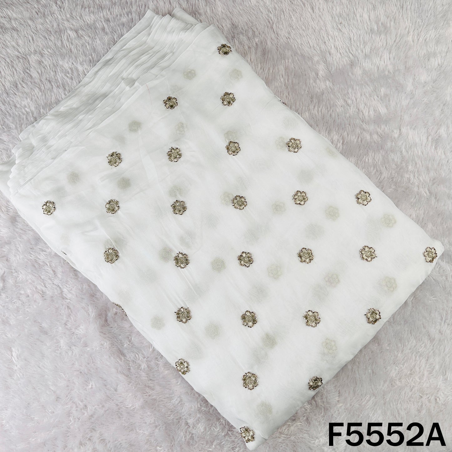 Dyeable Zari Sequins Work organza Fabric - F5552