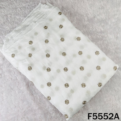 Dyeable Zari Sequins Work organza Fabric - F5552