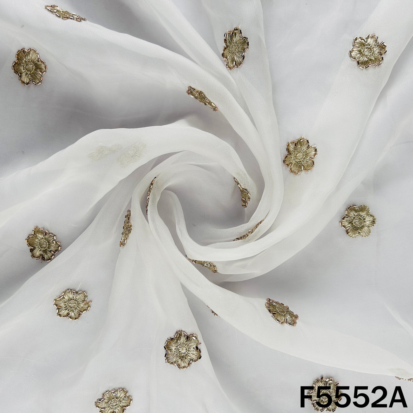 Dyeable Zari Sequins Work organza Fabric - F5552