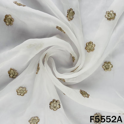 Dyeable Zari Sequins Work organza Fabric - F5552