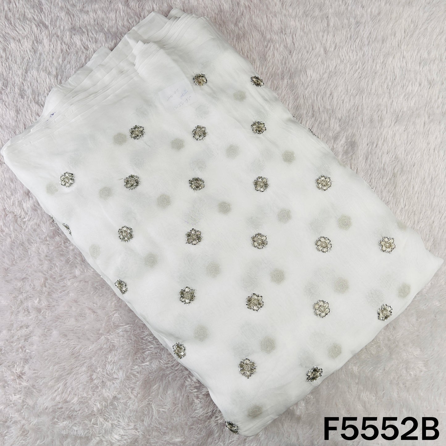 Dyeable Zari Sequins Work organza Fabric - F5552