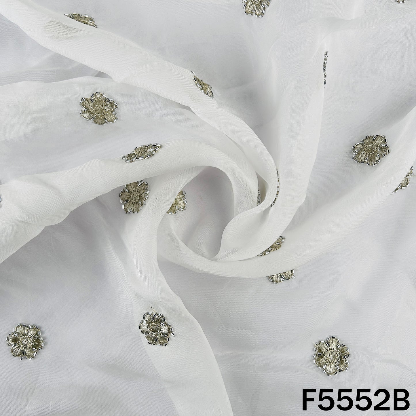 Dyeable Zari Sequins Work organza Fabric - F5552