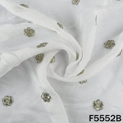 Dyeable Zari Sequins Work organza Fabric - F5552