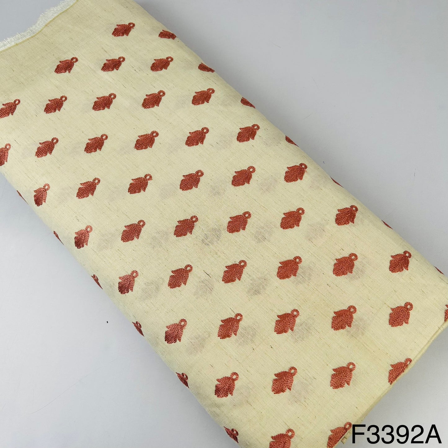 Thread Embroidered Cotton Silk Fabric-F3392