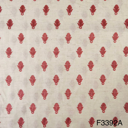 Thread Embroidered Cotton Silk Fabric-F3392