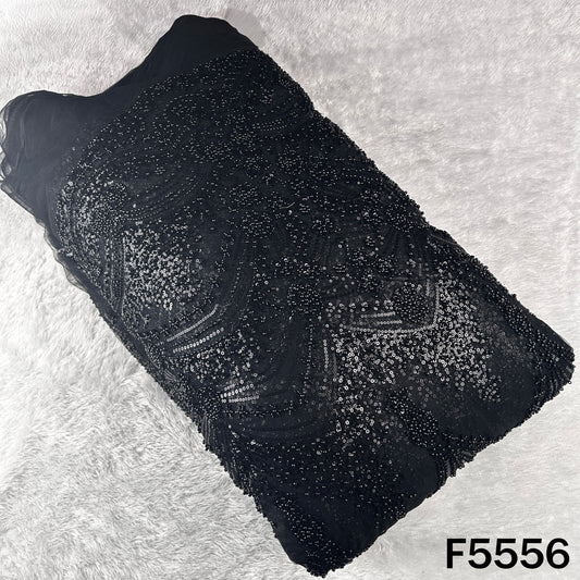 Cut Dana Sequins Pearl Embroidered Net Fabric - F5556