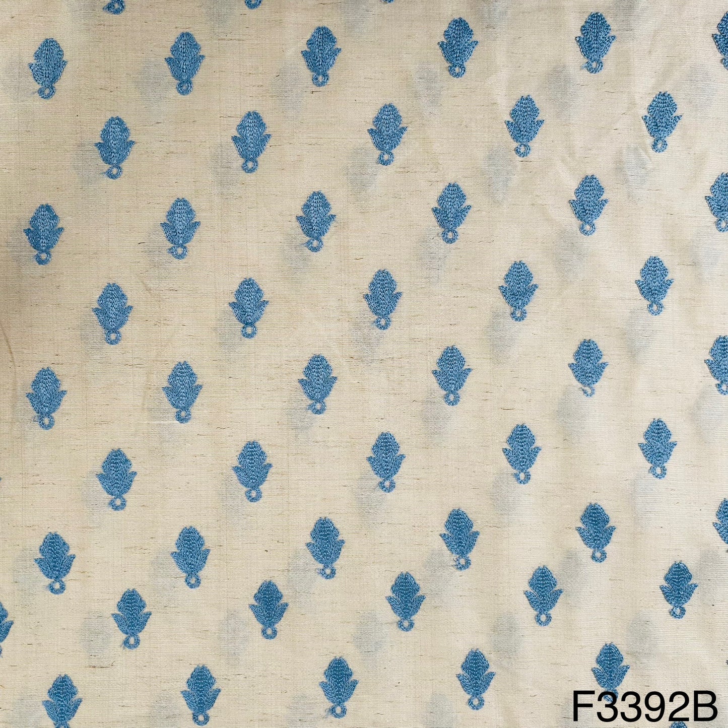 Thread Embroidered Cotton Silk Fabric-F3392