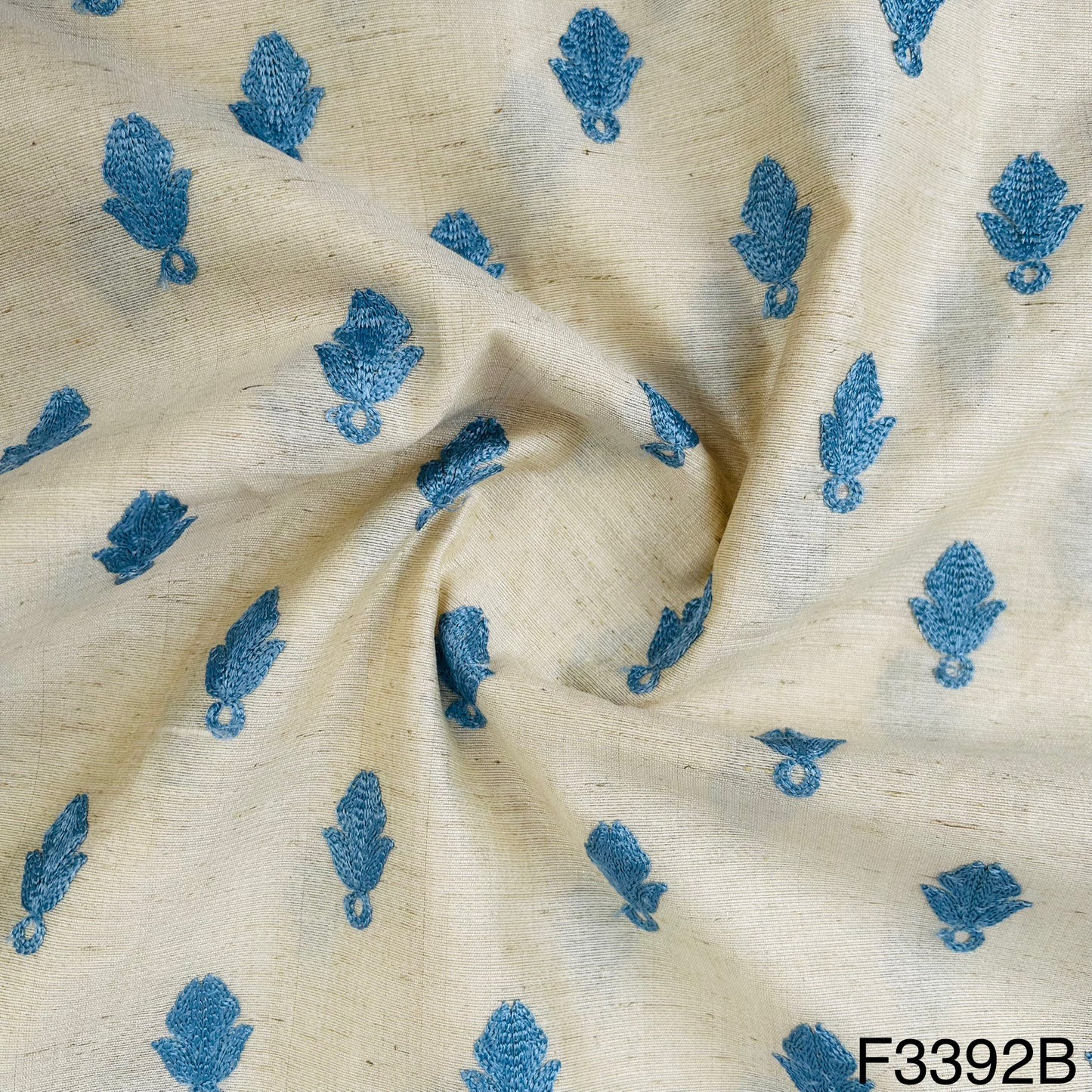 Thread Embroidered Cotton Silk Fabric-F3392