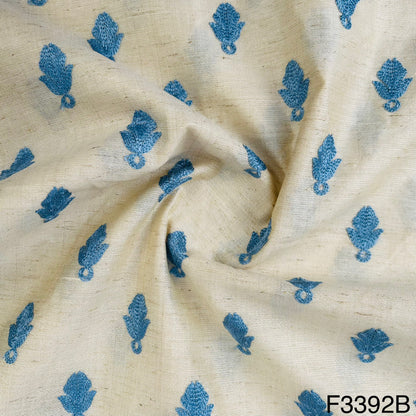 Thread Embroidered Cotton Silk Fabric-F3392