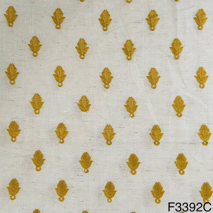 Thread Embroidered Cotton Silk Fabric-F3392