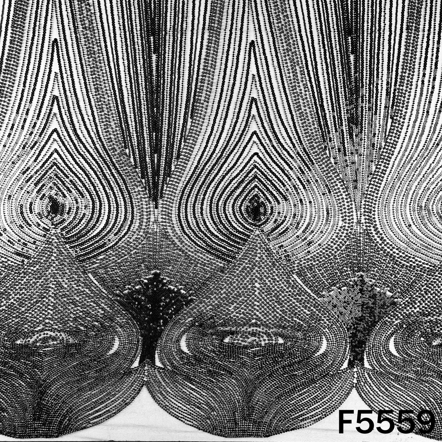 Cut Dana Sequins Pearl Embroidered Net Fabric - F5559