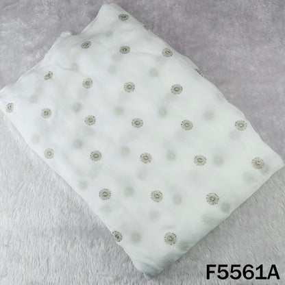 Dyeable Cut Dana Zari Work Organza Fabric - F5561