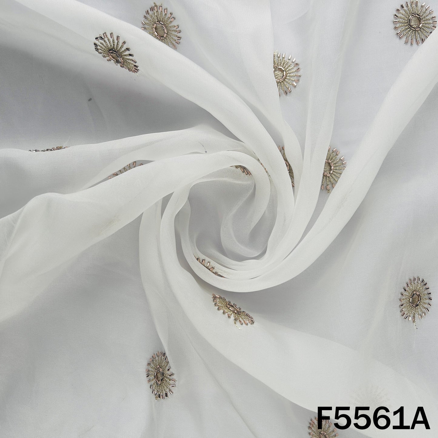 Dyeable Cut Dana Zari Work Organza Fabric - F5561