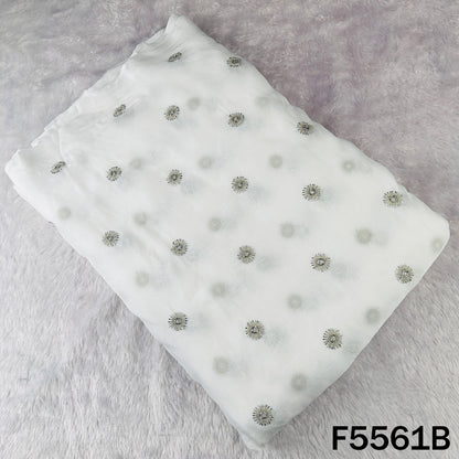 Dyeable Cut Dana Zari Work Organza Fabric - F5561