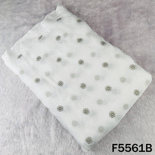 Dyeable Cut Dana Zari Work Organza Fabric - F5561