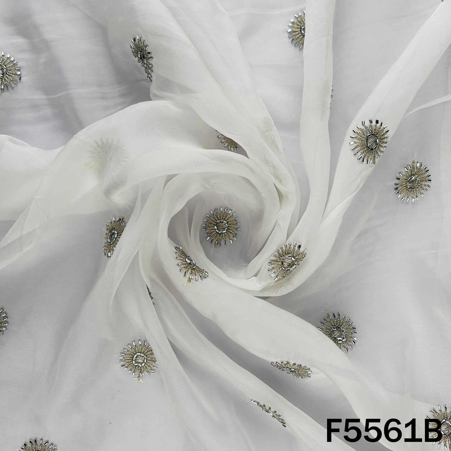 Dyeable Cut Dana Zari Work Organza Fabric - F5561