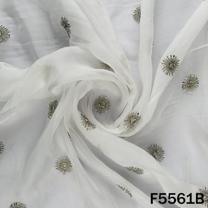 Dyeable Cut Dana Zari Work Organza Fabric - F5561