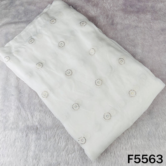 Dyeable Thread Sequins Work Organza Fabric - F5563