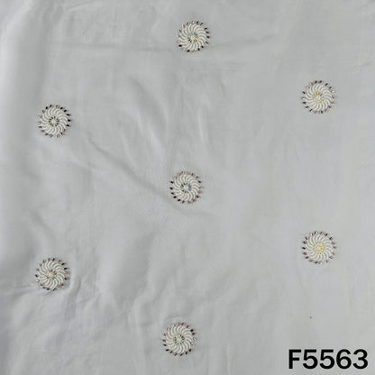 Dyeable Thread Sequins Work Organza Fabric - F5563