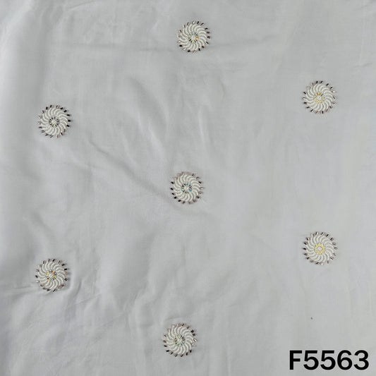 Dyeable Thread Sequins Work Organza Fabric - F5563