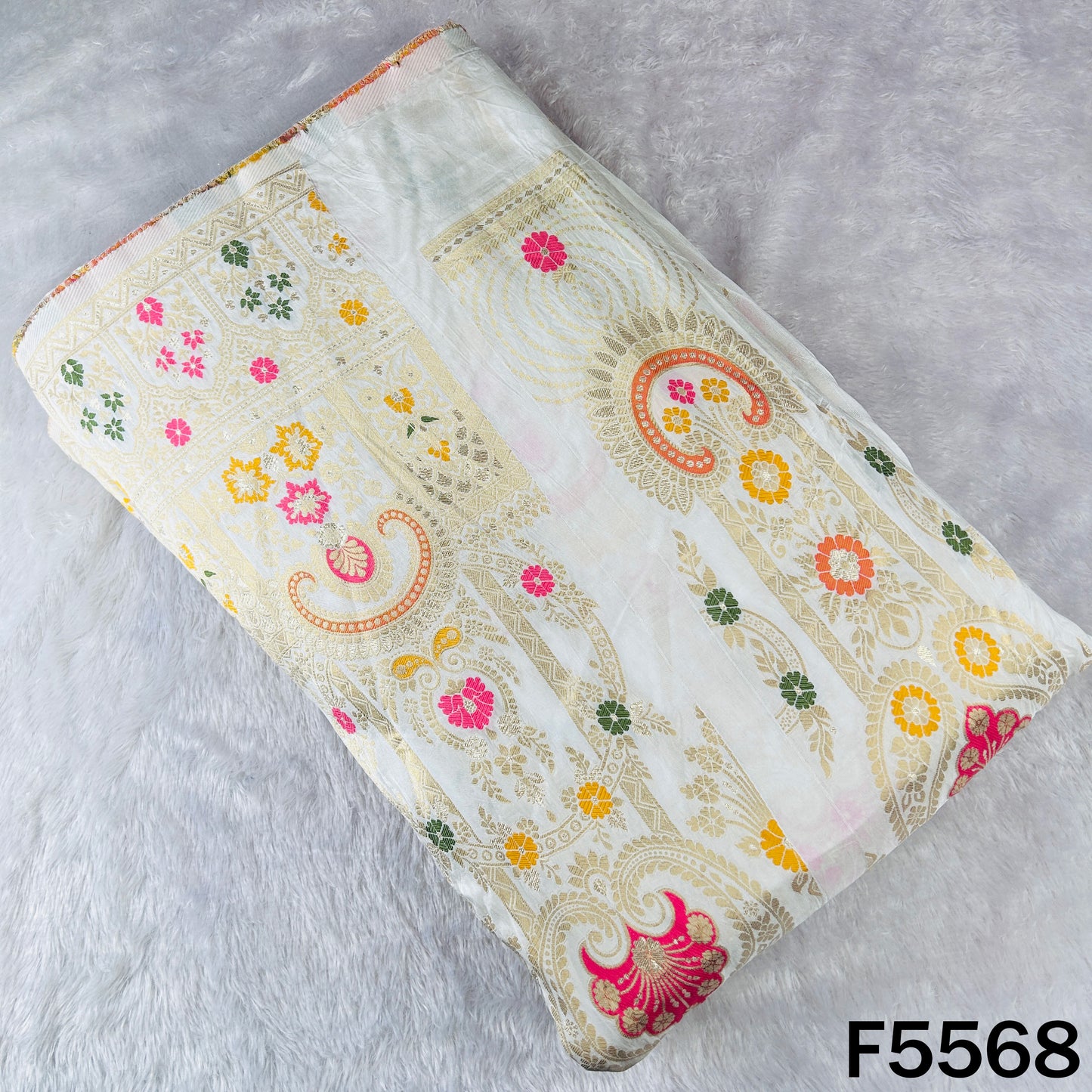 Dyeable Zari Work Dola Silk Kali Fabric - F5568