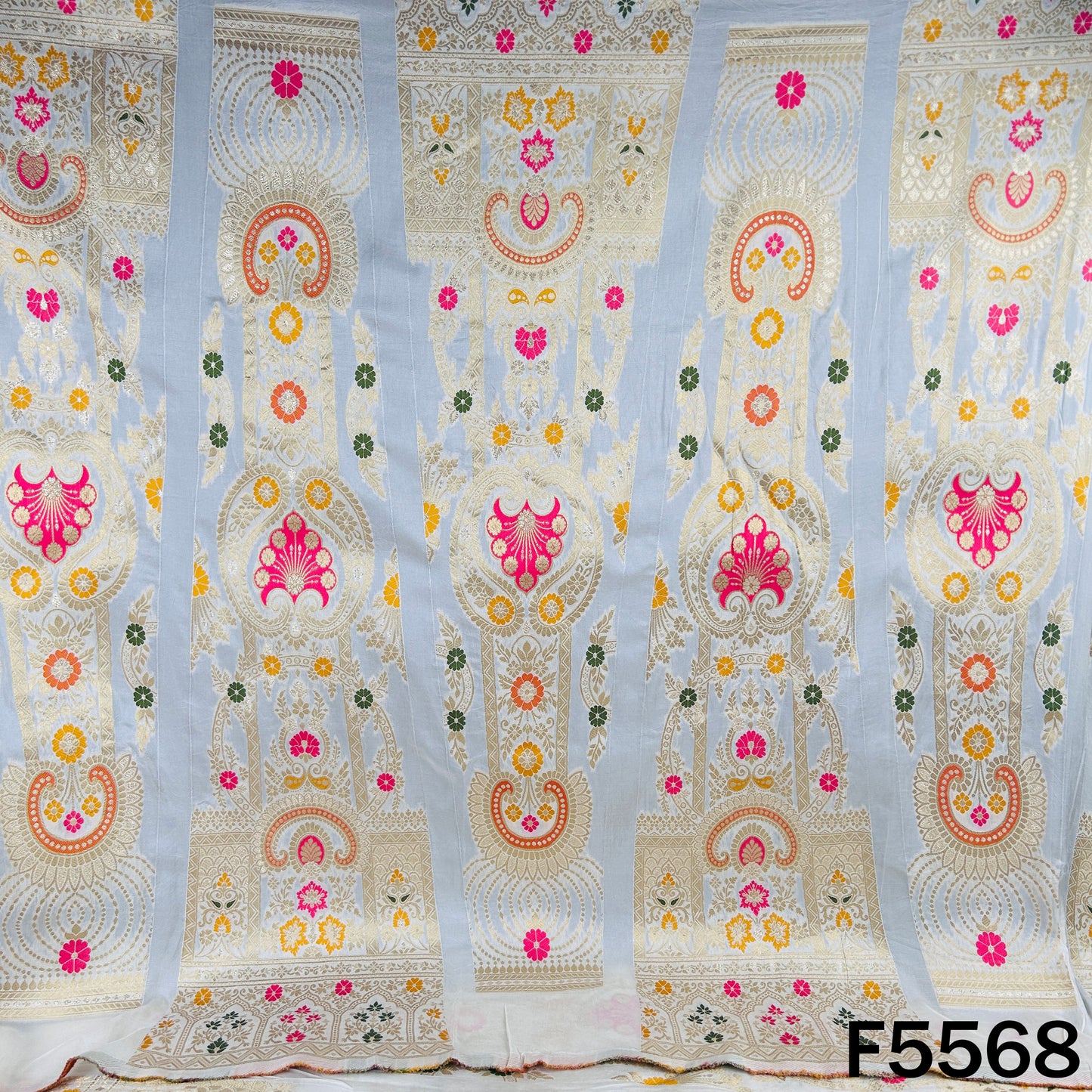 Dyeable Zari Work Dola Silk Kali Fabric - F5568