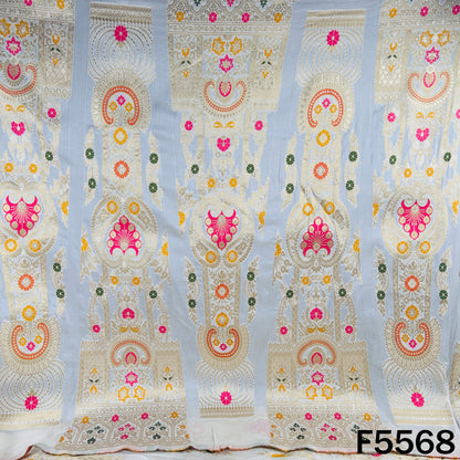 Dyeable Zari Work Dola Silk Kali Fabric - F5568