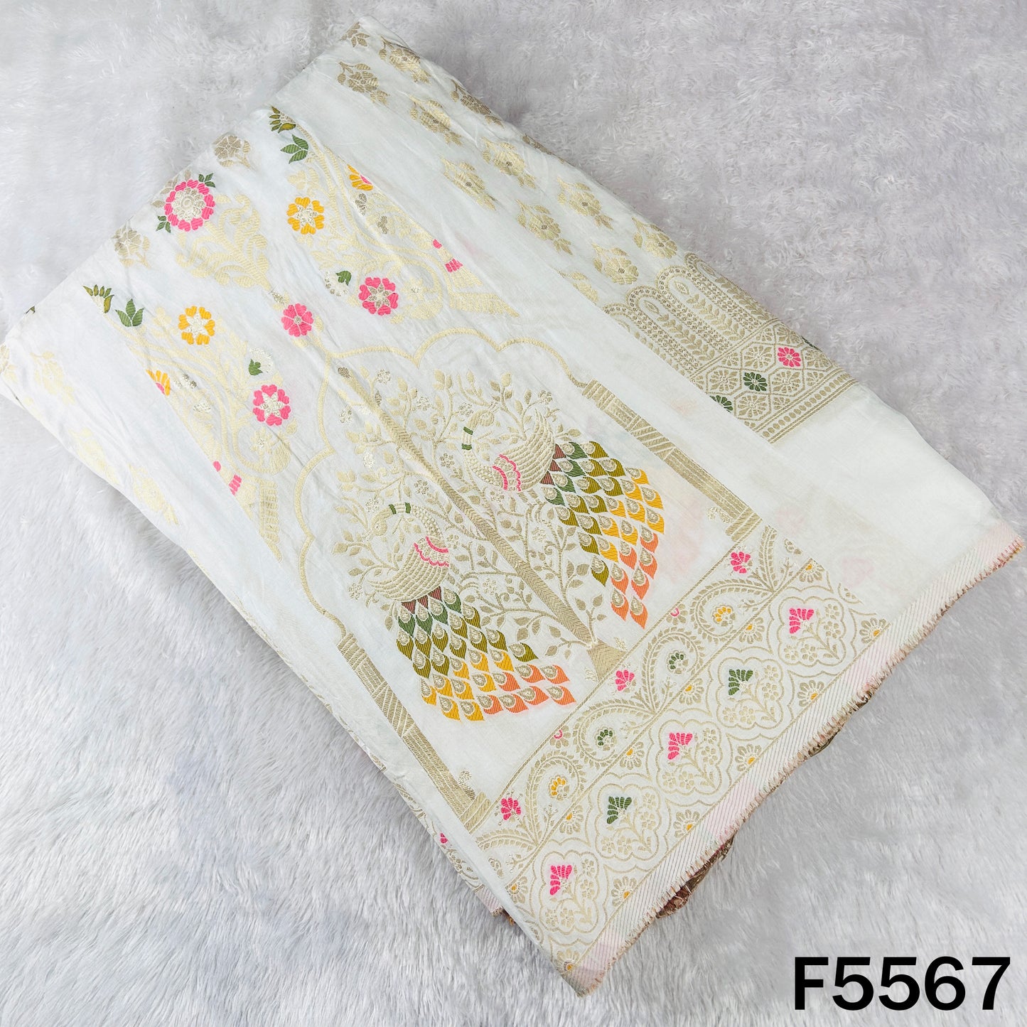 Dyeable Zari Work Dola Silk Kali Fabric - F5567