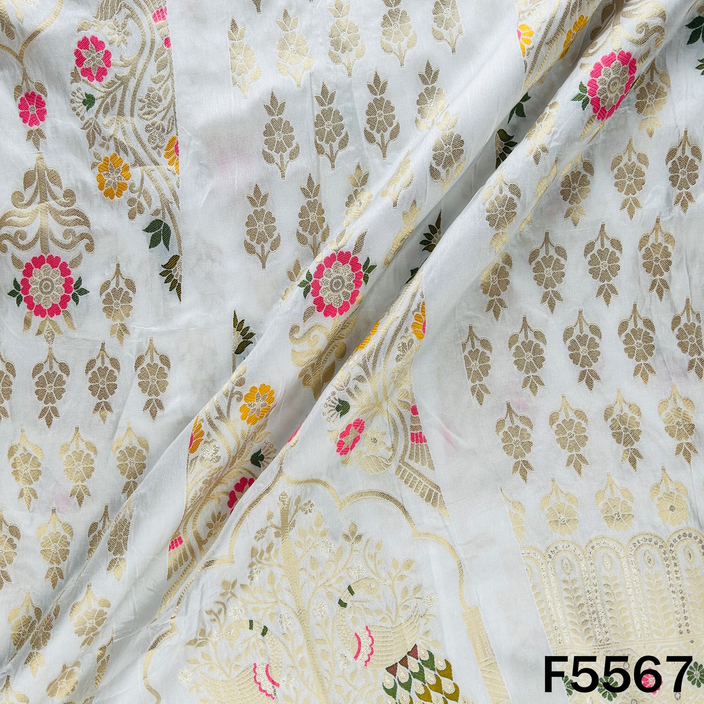 Dyeable Zari Work Dola Silk Kali Fabric - F5567