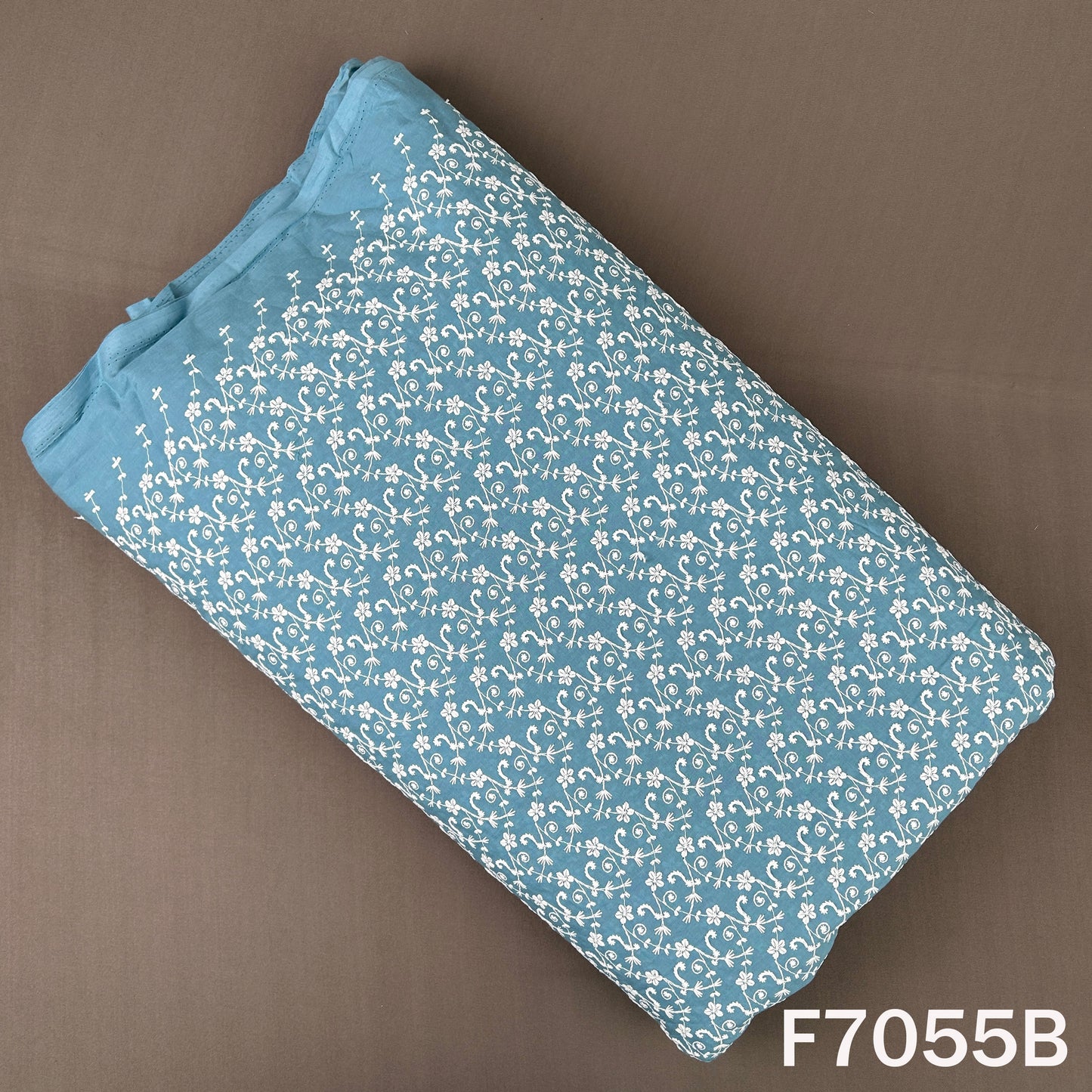 Thread Embroidered Cambric Cotton Fabric - F7055