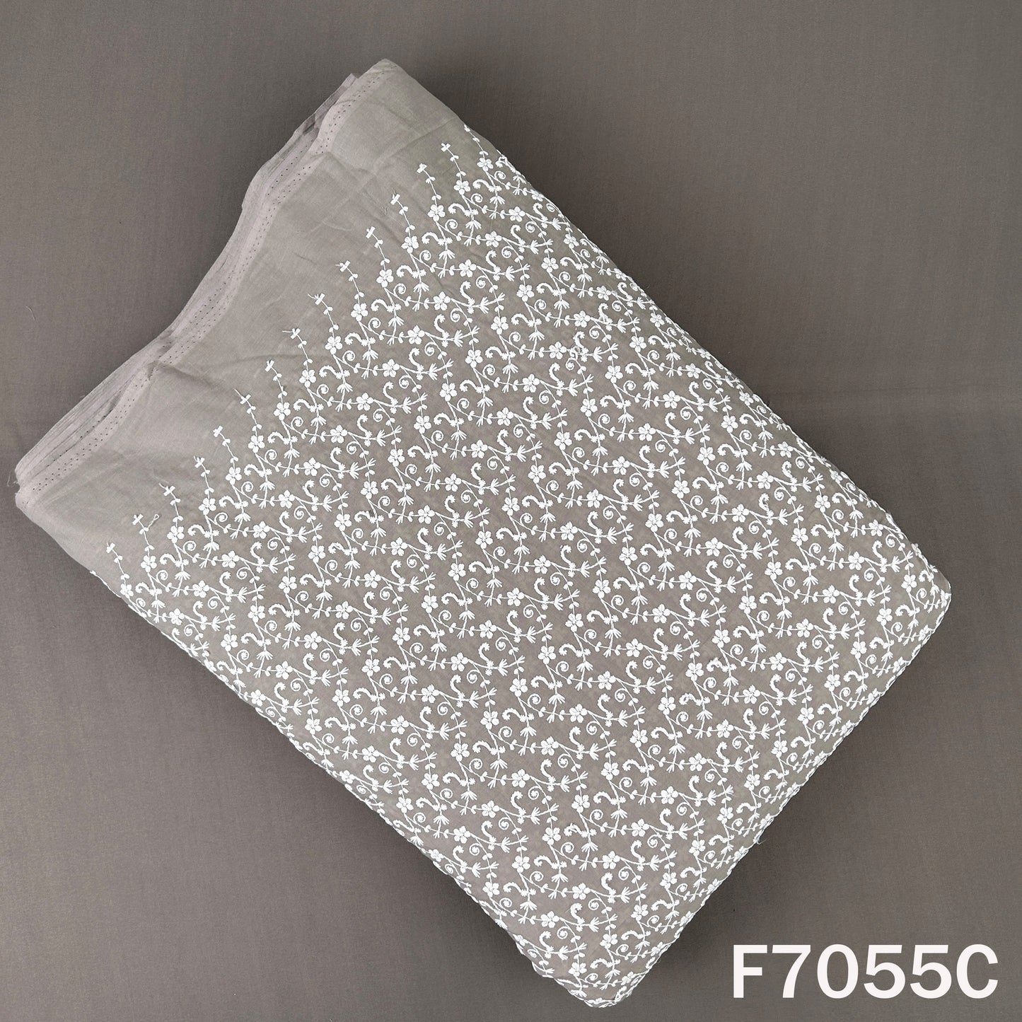 Thread Embroidered Cambric Cotton Fabric - F7055