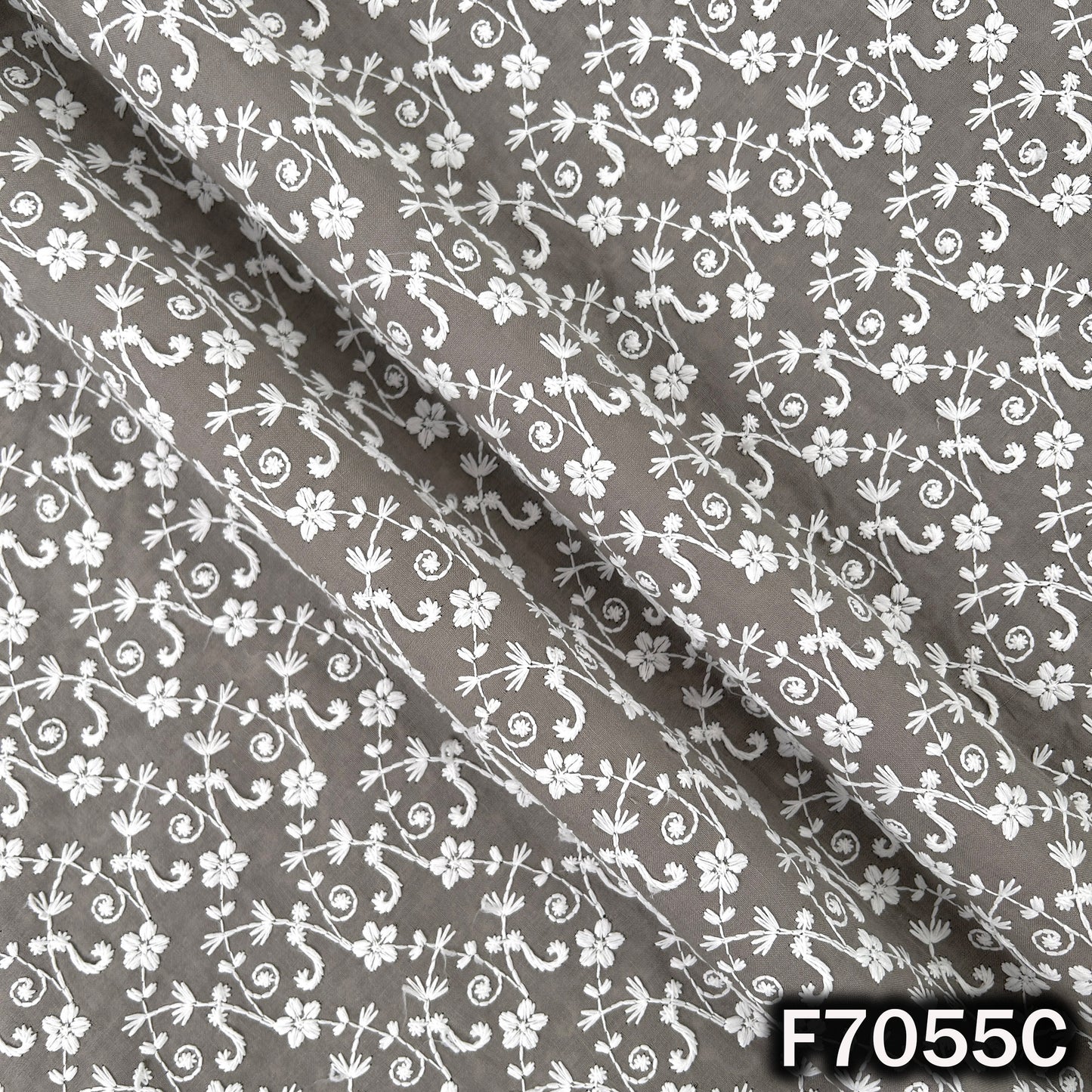 Thread Embroidered Cambric Cotton Fabric - F7055