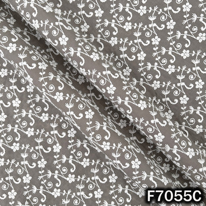 Thread Embroidered Cambric Cotton Fabric - F7055