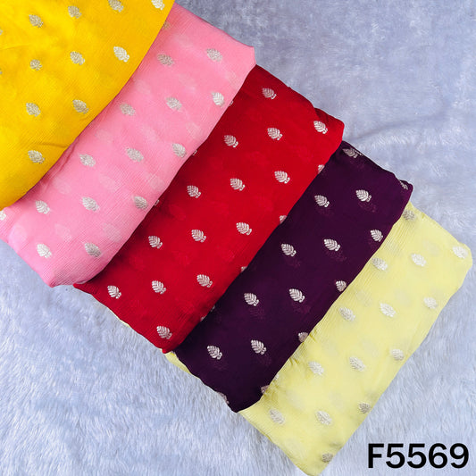 Zari Work Chinnon Chiffon Fabric - F5569