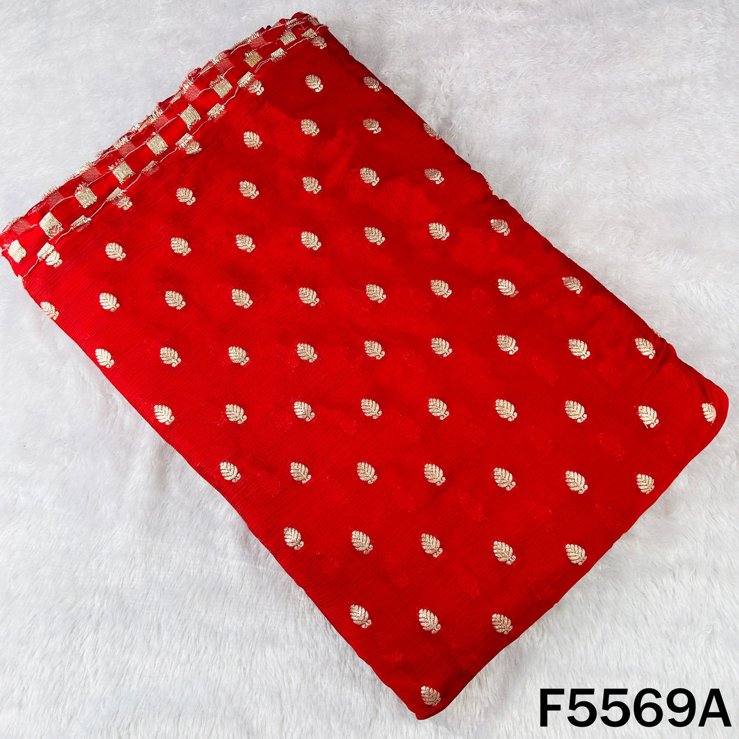 Zari Work Chinnon Chiffon Fabric - F5569