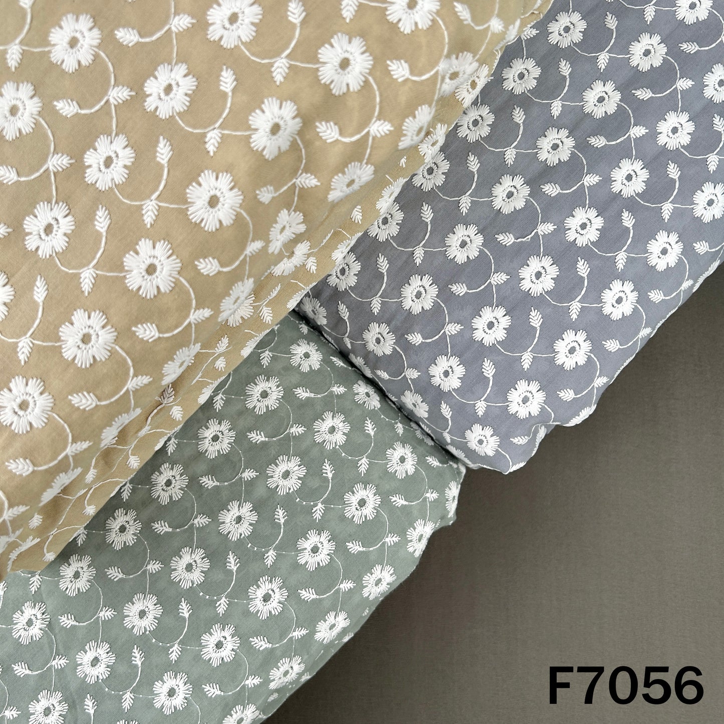 Thread Embroidered Cambric Cotton Fabric - F7056