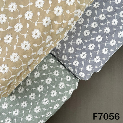 Thread Embroidered Cambric Cotton Fabric - F7056