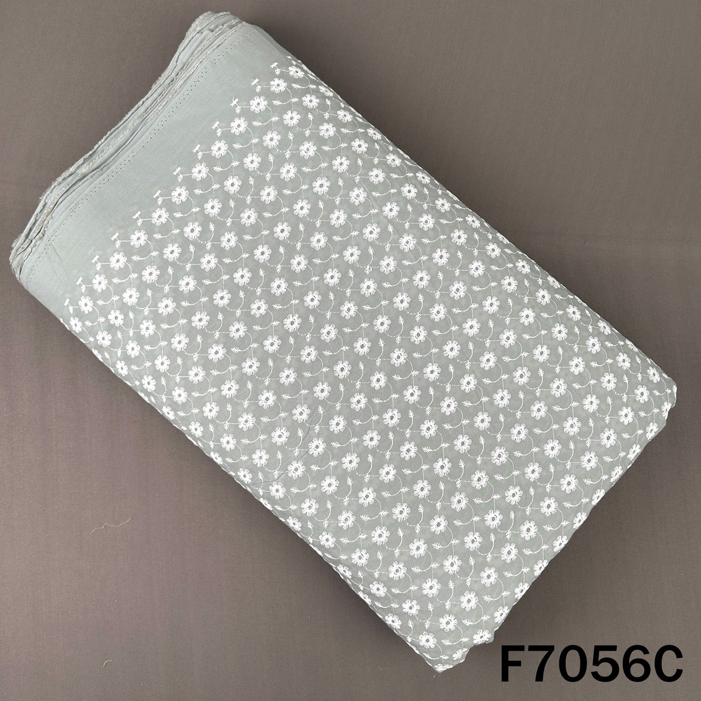 Thread Embroidered Cambric Cotton Fabric - F7056