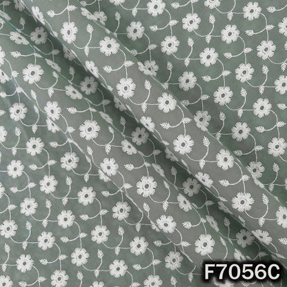 Thread Embroidered Cambric Cotton Fabric - F7056