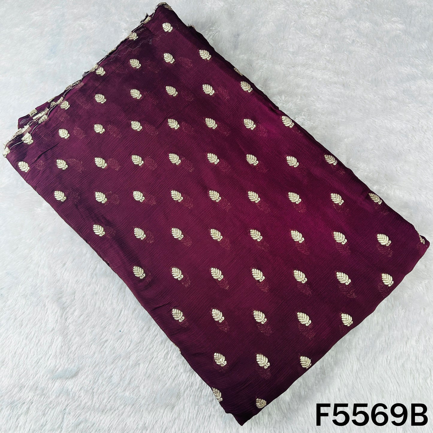 Zari Work Chinnon Chiffon Fabric - F5569