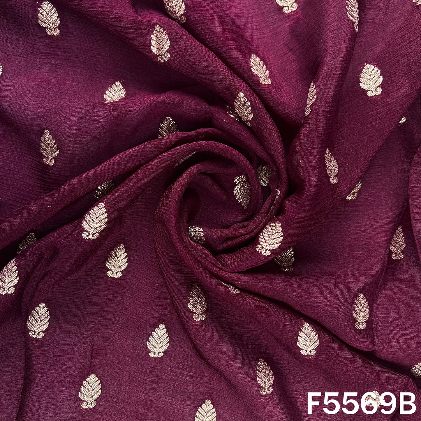 Zari Work Chinnon Chiffon Fabric - F5569