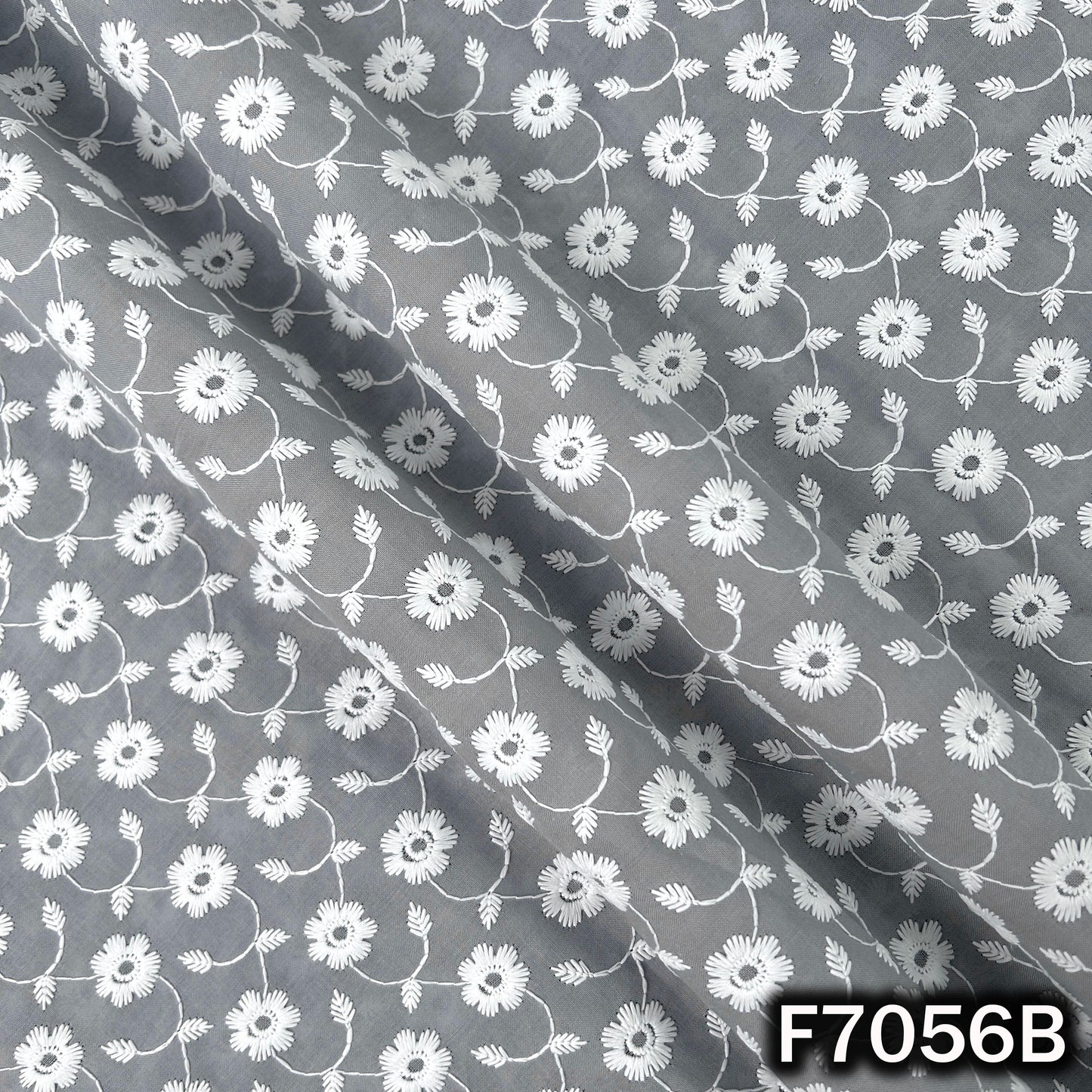 Thread Embroidered Cambric Cotton Fabric - F7056
