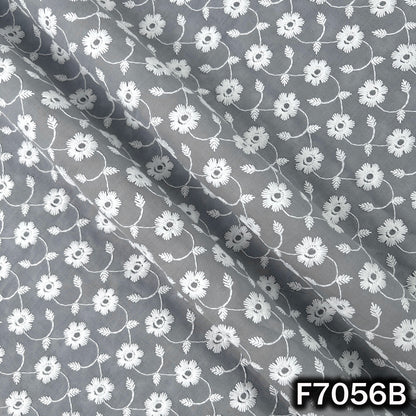 Thread Embroidered Cambric Cotton Fabric - F7056