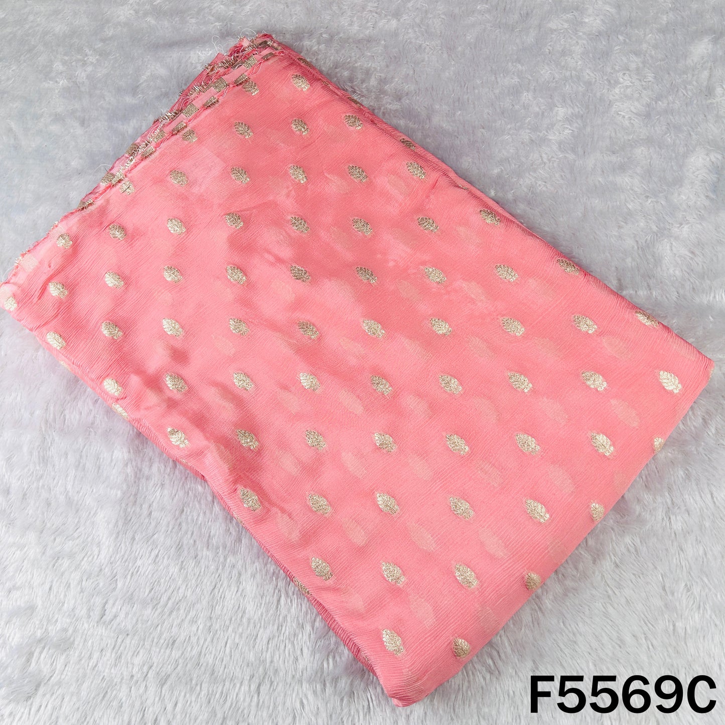 Zari Work Chinnon Chiffon Fabric - F5569