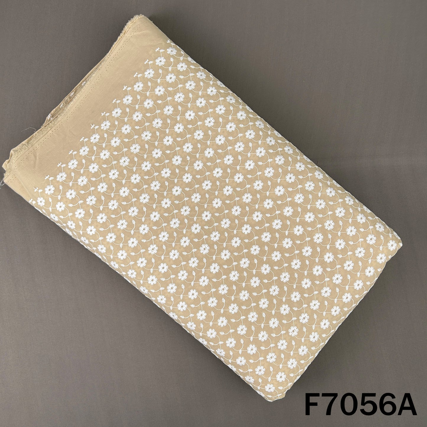 Thread Embroidered Cambric Cotton Fabric - F7056
