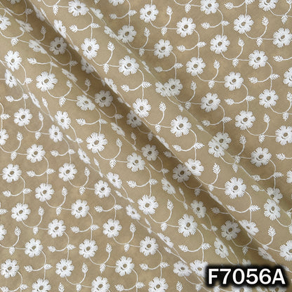 Thread Embroidered Cambric Cotton Fabric - F7056