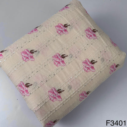 Thread Embroidered Cotton Fabric-F3401