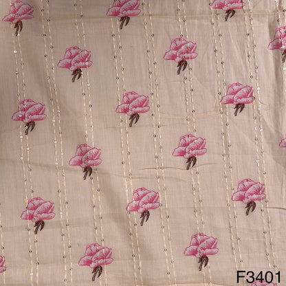 Thread Embroidered Cotton Fabric-F3401