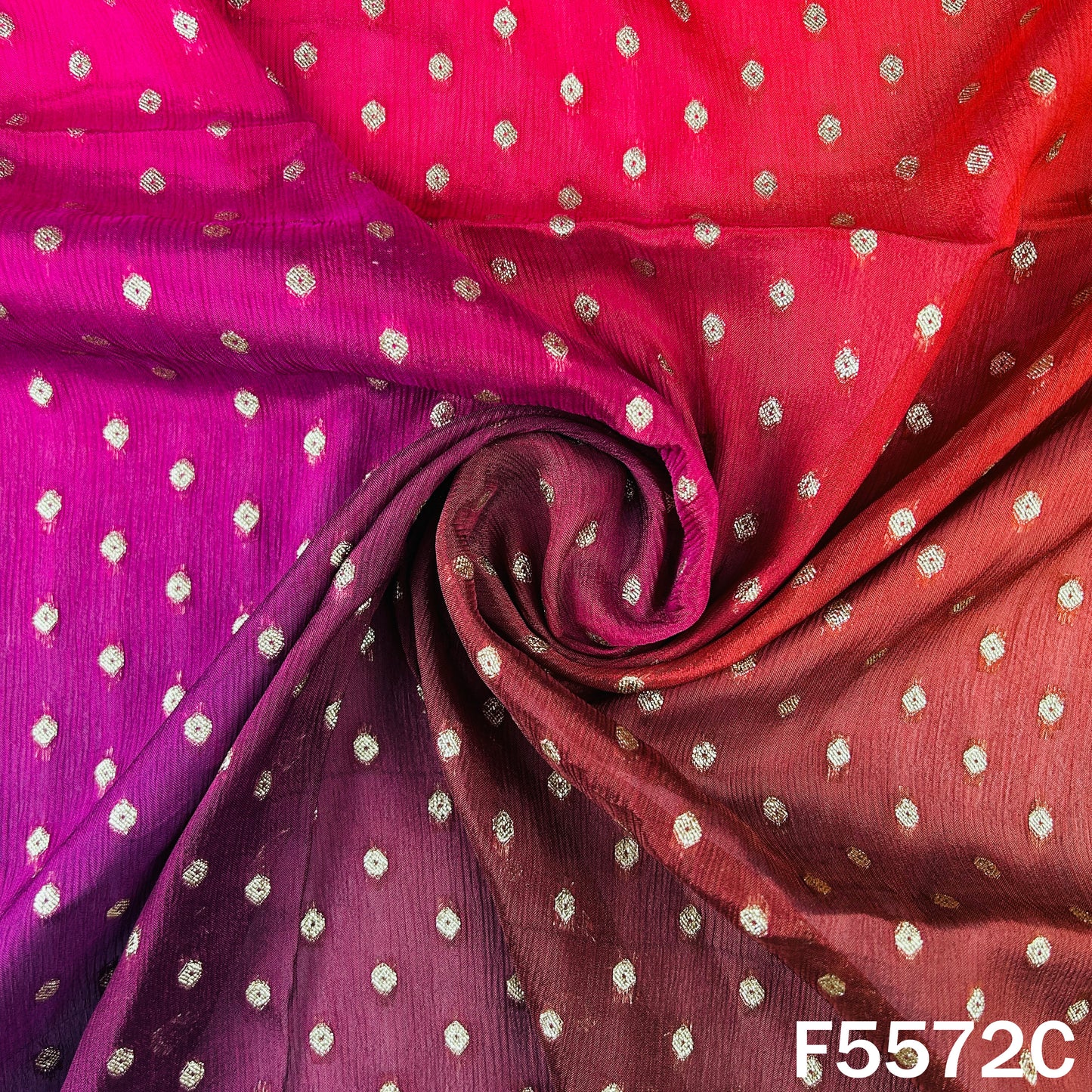 Zari Work Ombre Shade Chinnon Chiffon Fabric - F5572