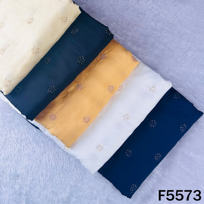 Cut Dana Thread Embroidered Cotton Silk Fabric - F5573